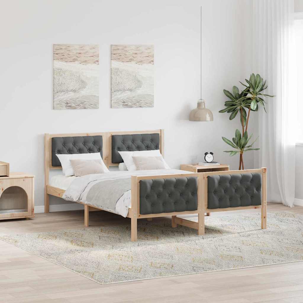 vidaXL Estructura de cama con cabecera Gris oscuro 140 x 200 cm