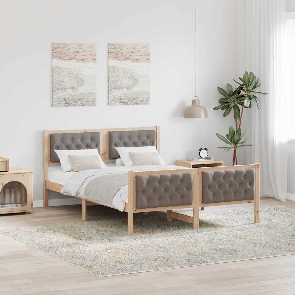 vidaXL Estructura de cama Taupé 140 x 200 cm Madera de pino macizo