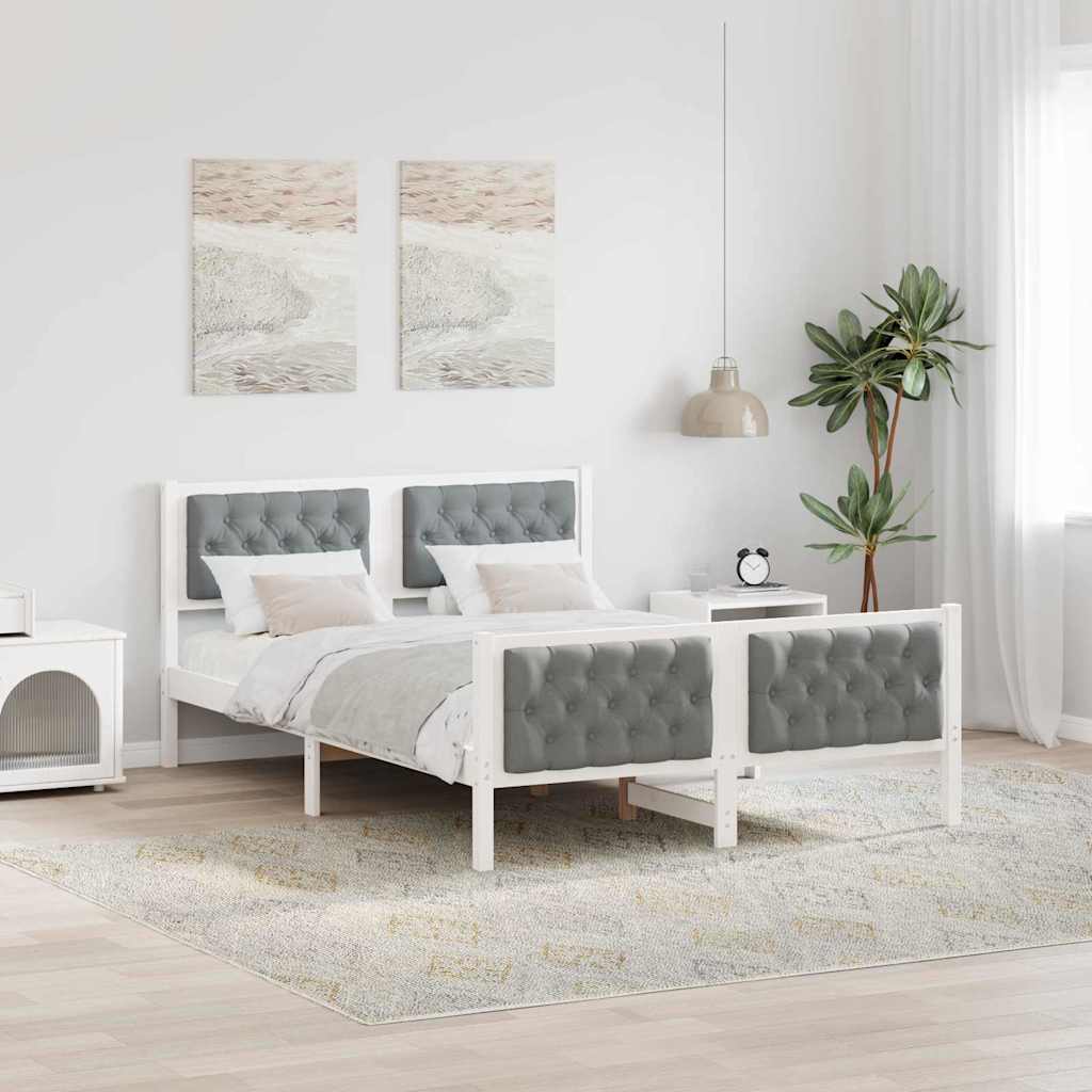 vidaXL Estructura de cama con cabecera Gris Claro 140 x 200 cm