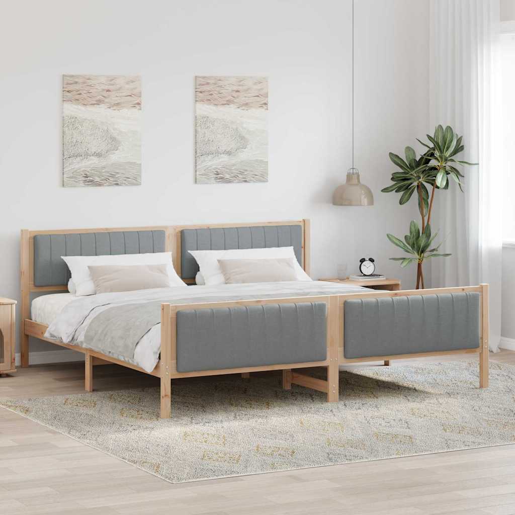 vidaXL Estructura de cama Marrón y gris claro 200 x 200 cm