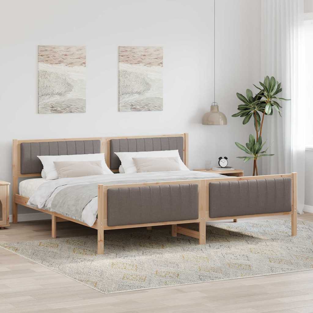 vidaXL Estructura de cama con cabecera Marrón y taupe 200 x 200 cm