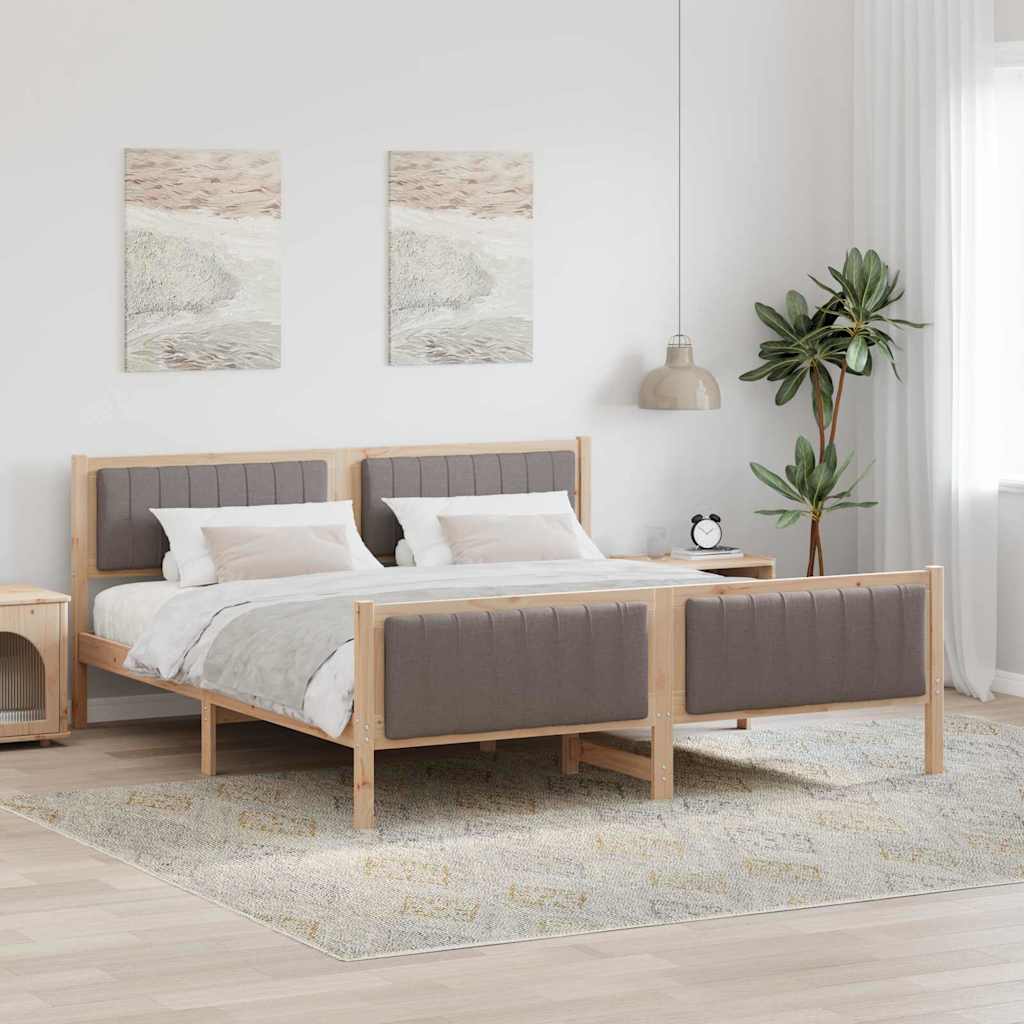 vidaXL Estructura de cama con cabecera Marrón y taupe 180 x 200 cm