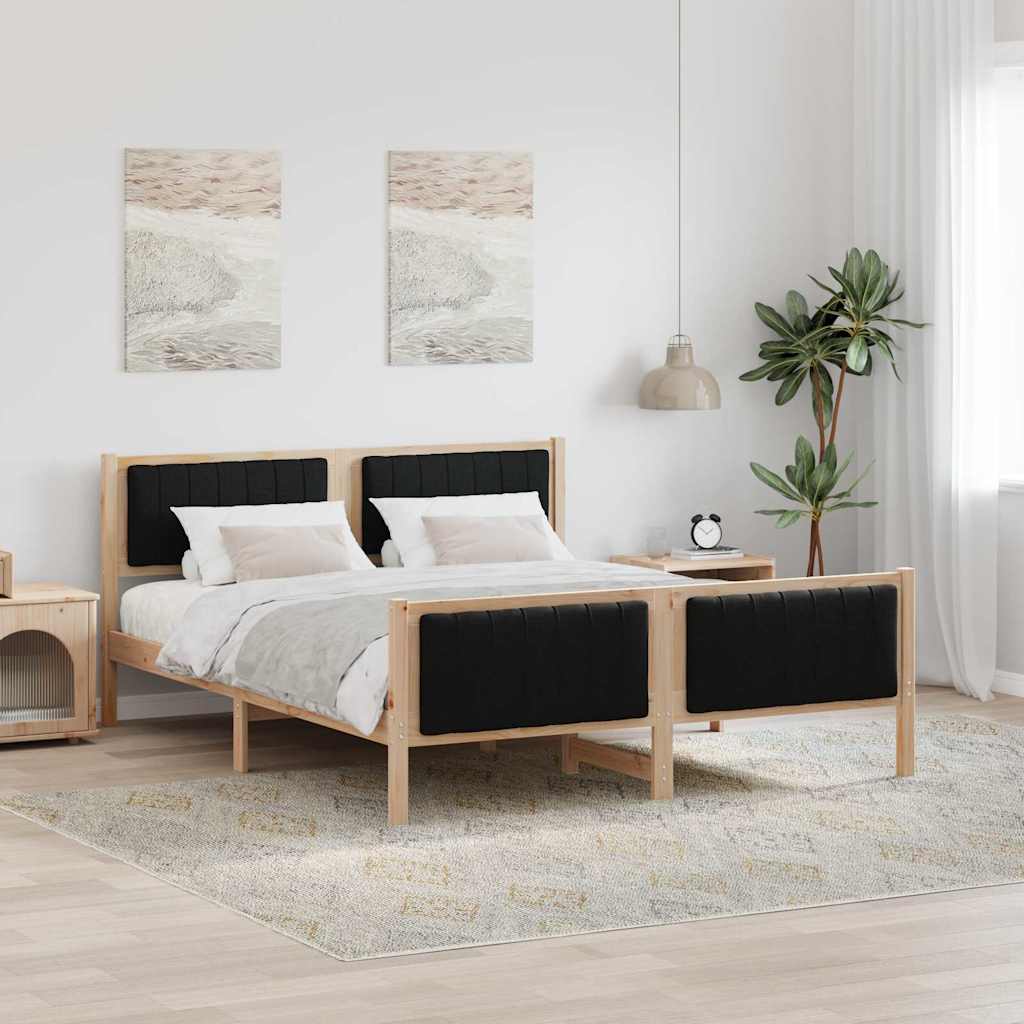 vidaXL Estructura de cama con cabecera Marrón y negro 150 x 200 cm
