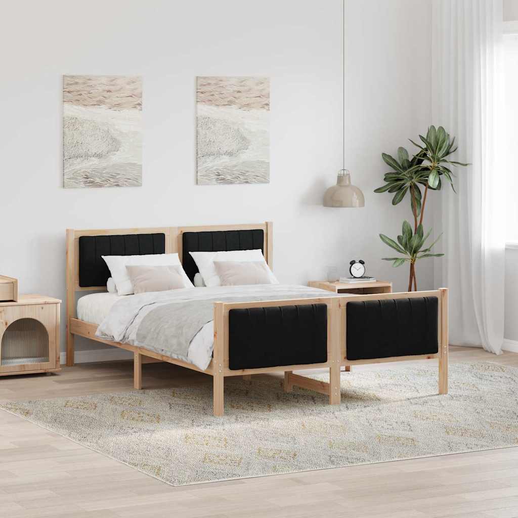 vidaXL Estructura de cama con cabecera Marrón y negro 140 x 200 cm