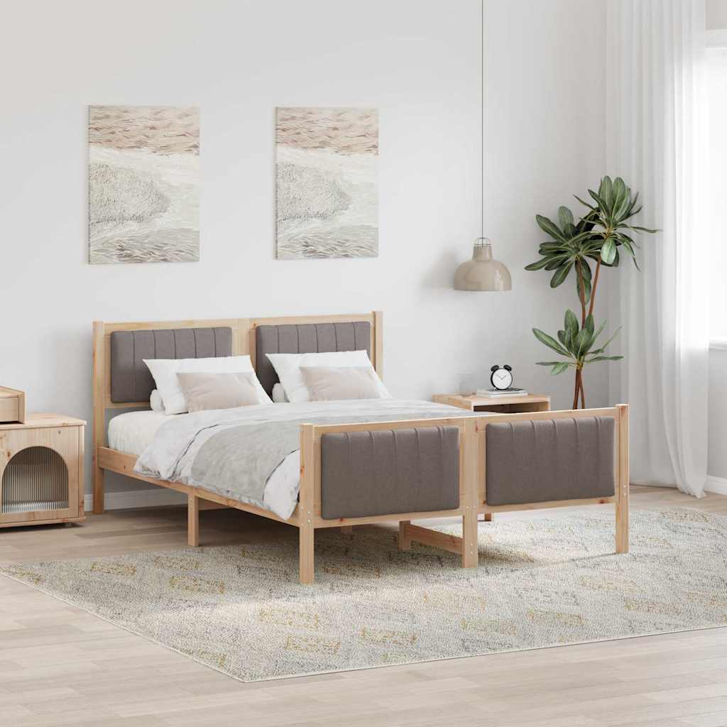 vidaXL Estructura de cama con cabecera Marrón y taupe 140 x 200 cm