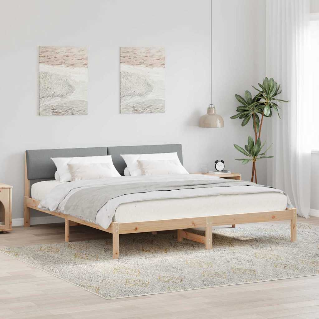 vidaXL Estructura de cama Marrón y gris claro 200 x 200 cm