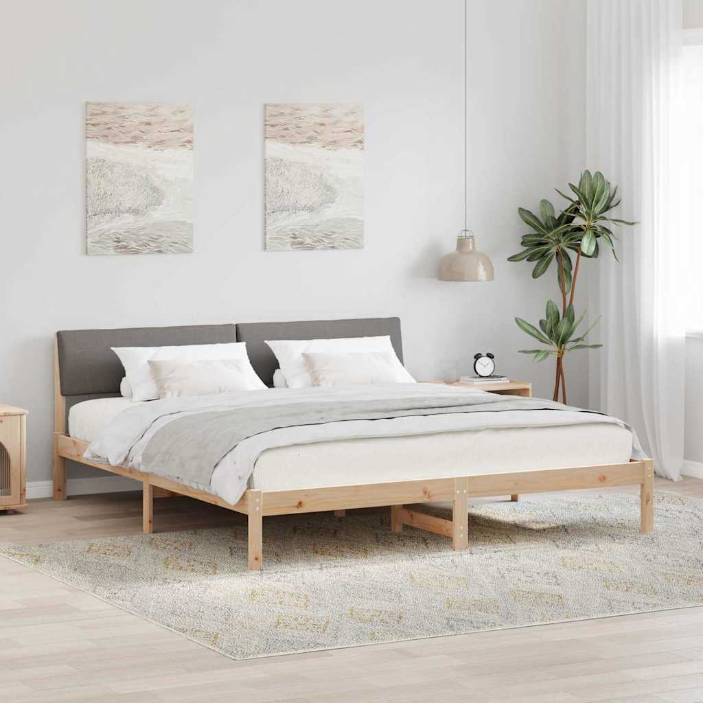 vidaXL Estructura de cama con cabecera Marrón y taupe 200 x 200 cm