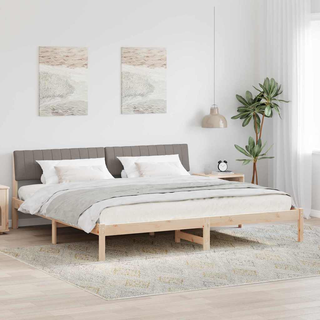 vidaXL Estructura de cama con cabecera Marrón y taupe 200 x 200 cm
