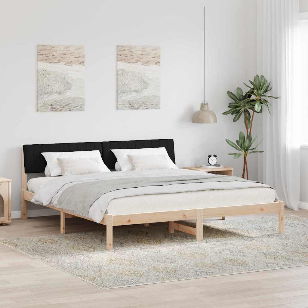 vidaXL Estructura de cama con cabecera Marrón y negro 180 x 200 cm