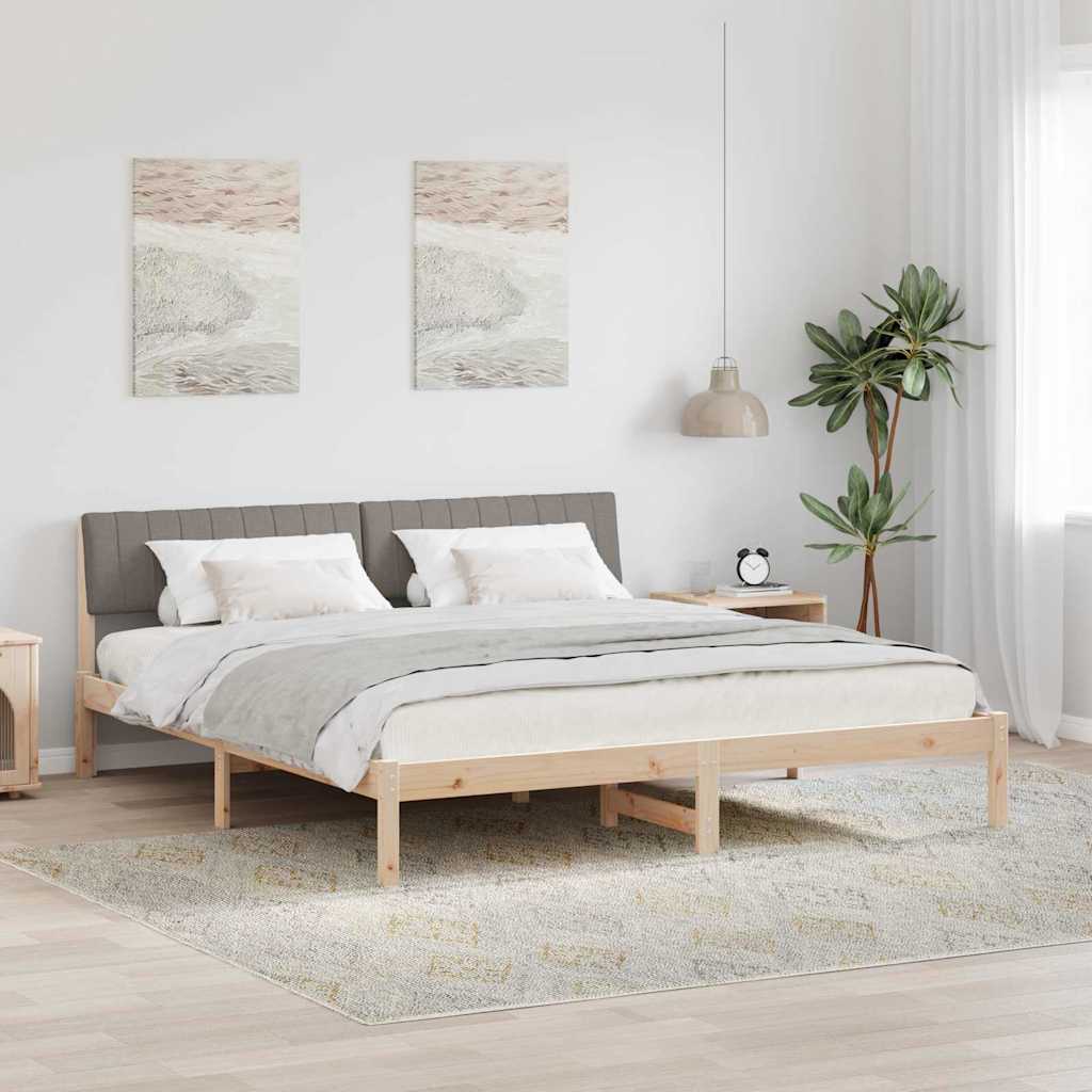 vidaXL Estructura de cama con cabecera Marrón y taupe 180 x 200 cm