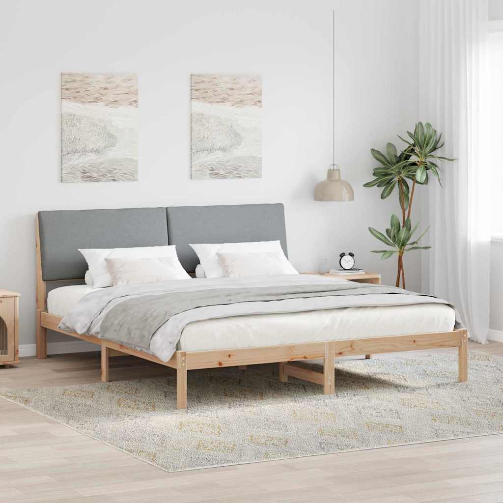 vidaXL Estructura de cama Marrón y gris claro 200 x 200 cm