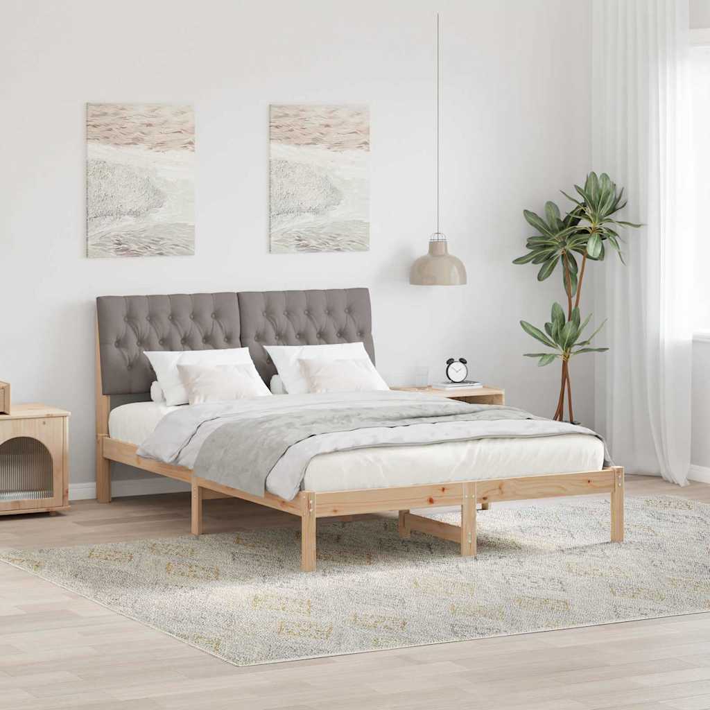 vidaXL Estructura de Cama con Cabecera Tapizada Marrón 160 x 200 cm