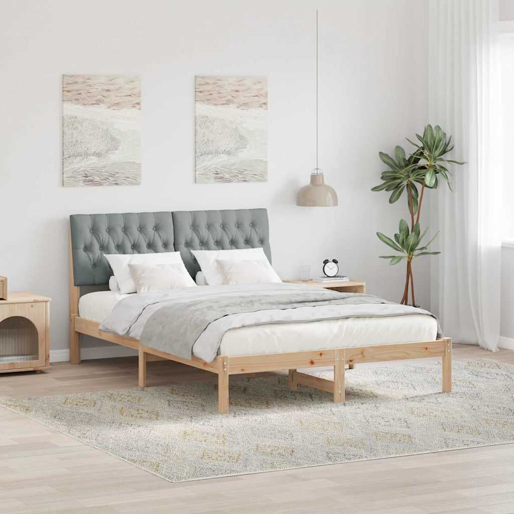 vidaXL Estructura de Cama con Cabecera Tapizada Marrón 150 x 200 cm