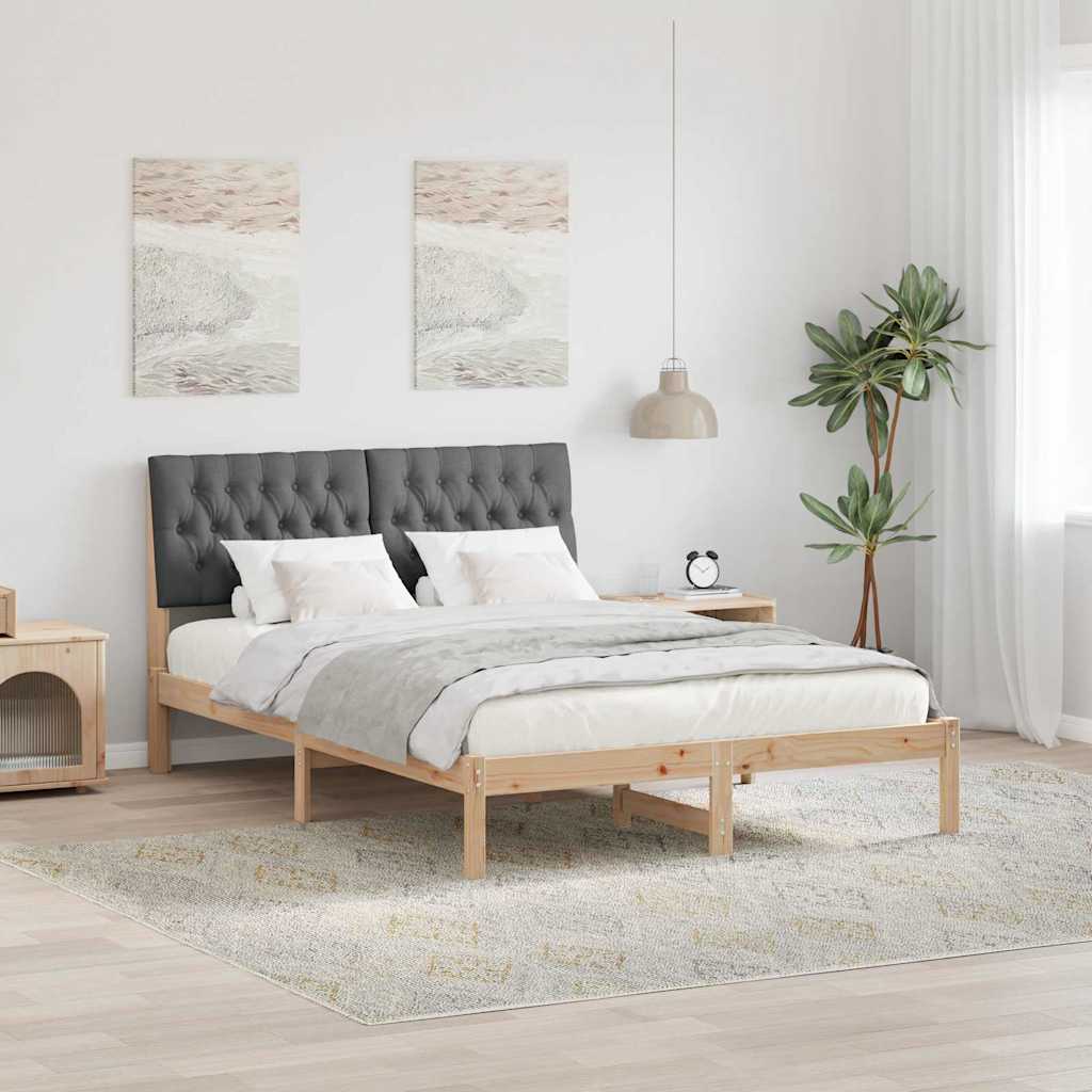 vidaXL Estructura de Cama con Cabecera Tapizada Marrón 150 x 200 cm