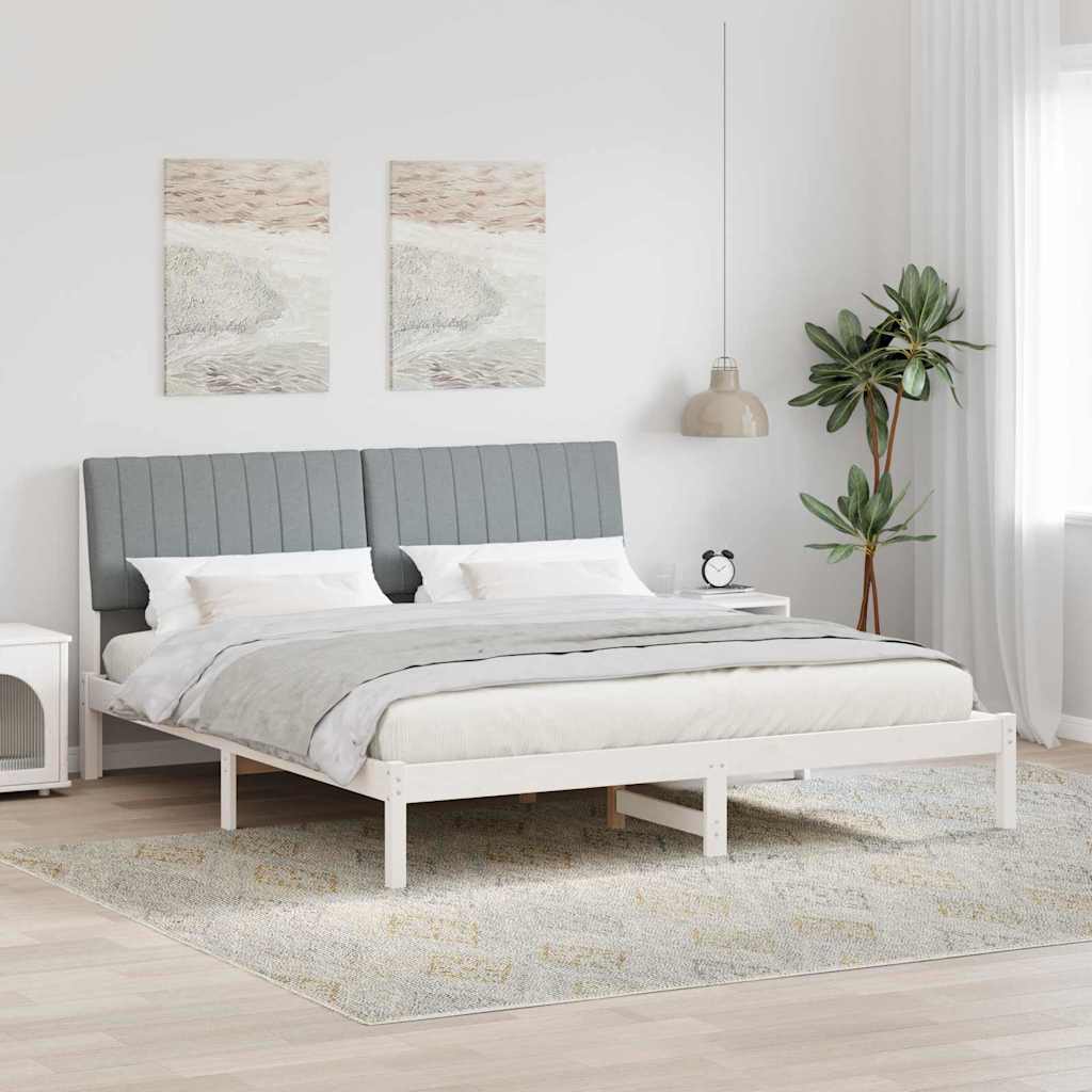 vidaXL Estructura de cama con cabecera Gris Claro 180 x 200 cm
