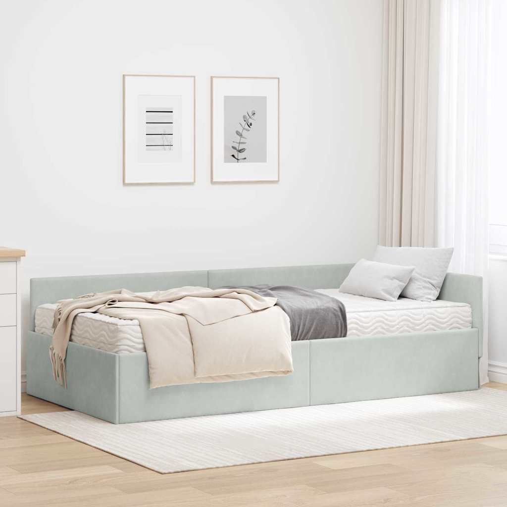 vidaXL Estructura de Cama Esquina con Colchón Otro 2 uds. Gris claro