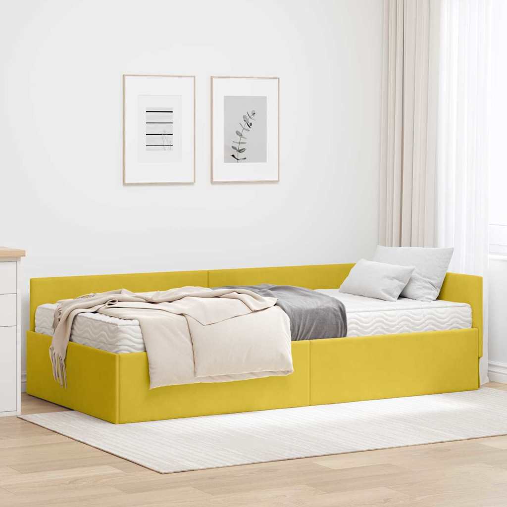 vidaXL Estructura de Cama Esquina con Colchón 2 uds. Amarillo
