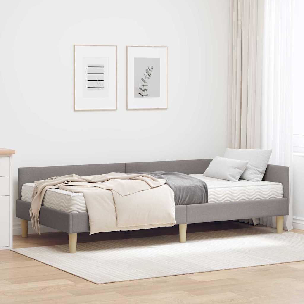 vidaXL Estructura de Cama Esquina con Colchón Otro 2 uds. Taupé tela