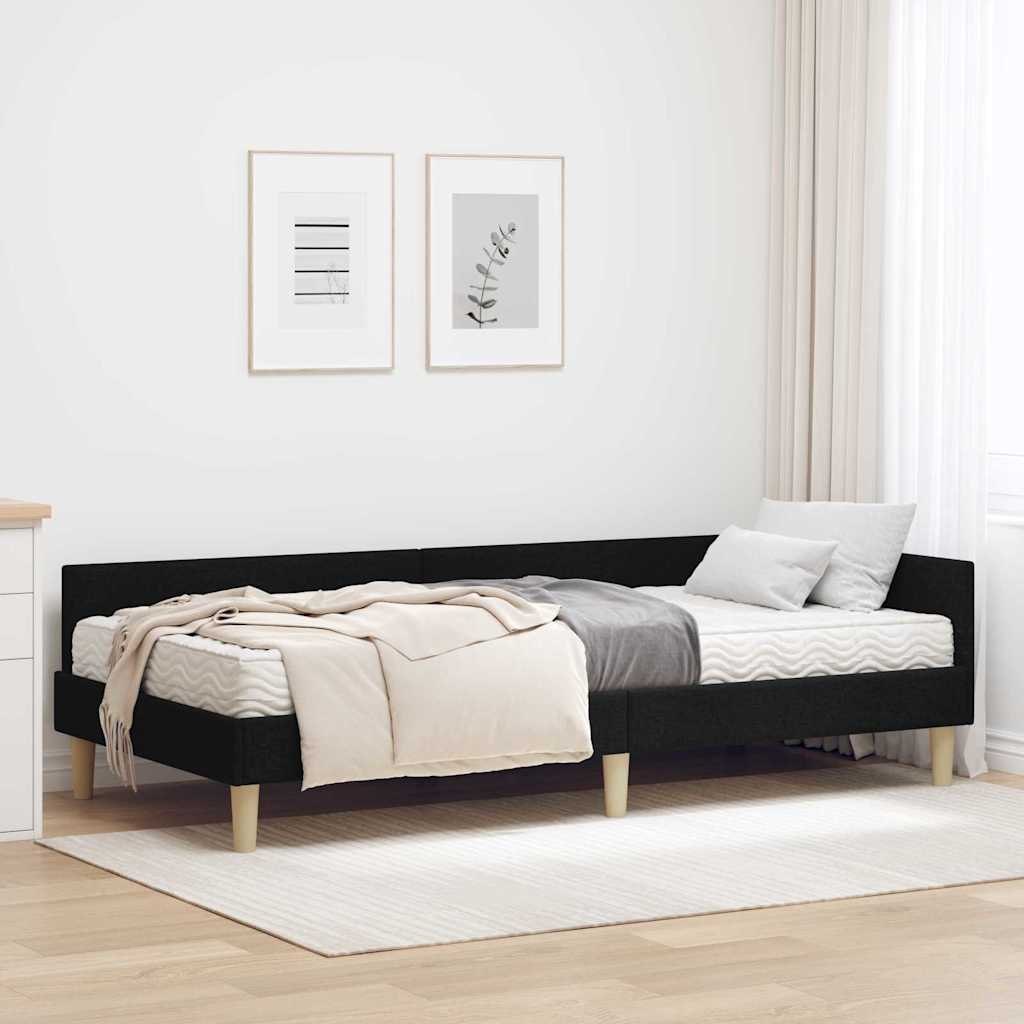 vidaXL Estructura de Cama Esquina con Colchón 2 uds. Negro 90 x 190 cm