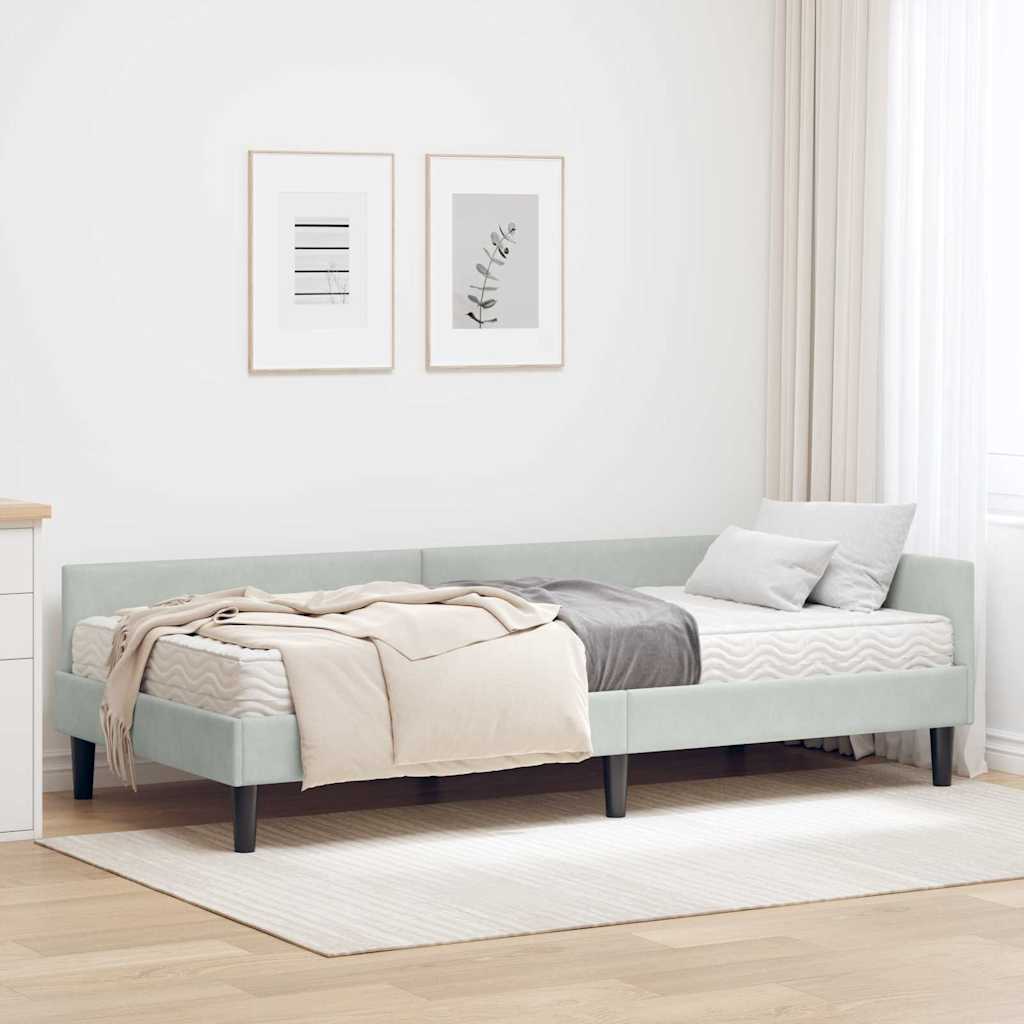 vidaXL Estructura de Cama Esquina con Colchón Otro 2 uds. Gris claro
