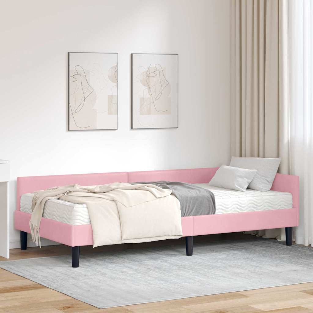 vidaXL Estructura de Cama Esquina con Colchón 2 uds. Rosa 100 x 200 cm