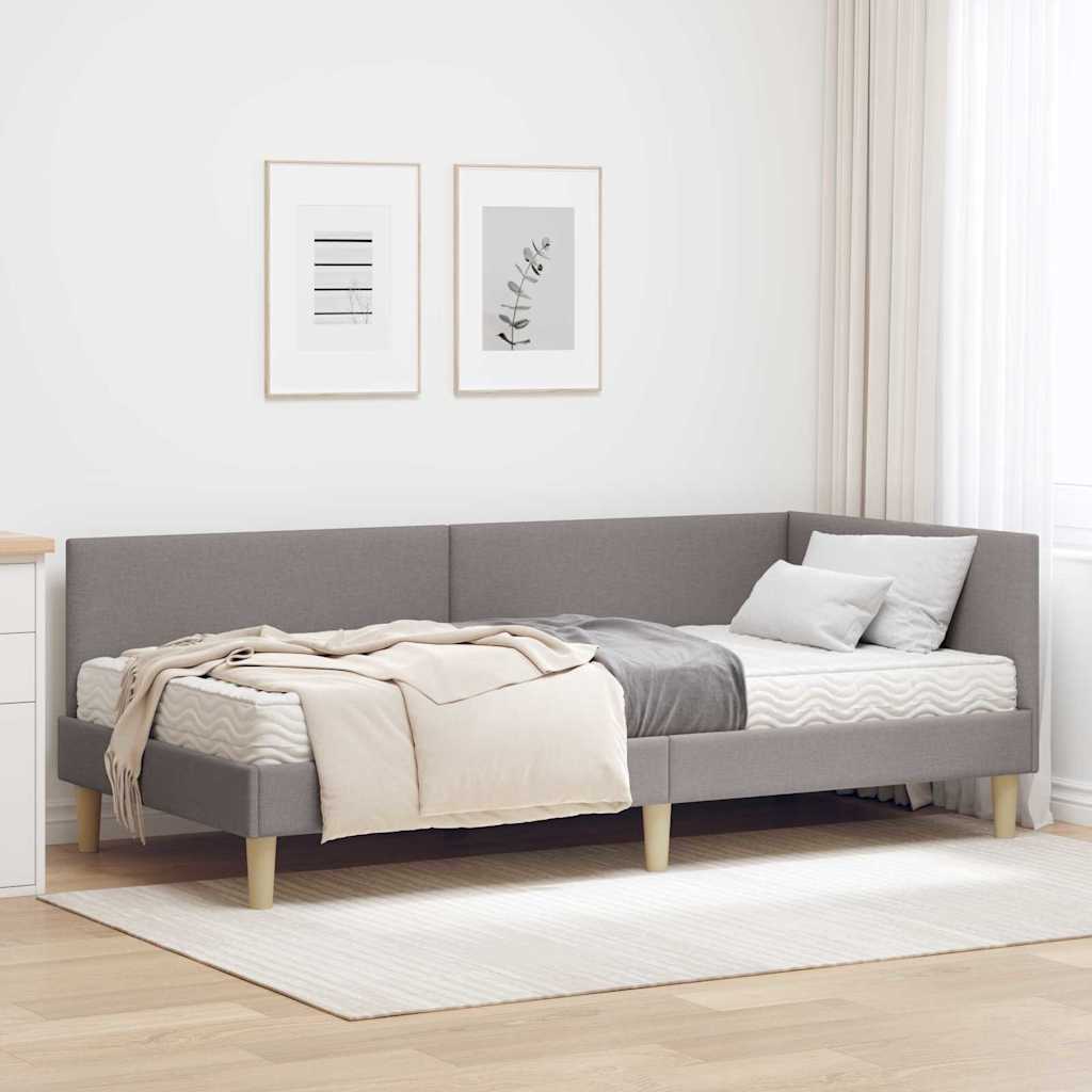 vidaXL Estructura de Cama Esquina con Colchón Otro 2 uds. Taupé tela