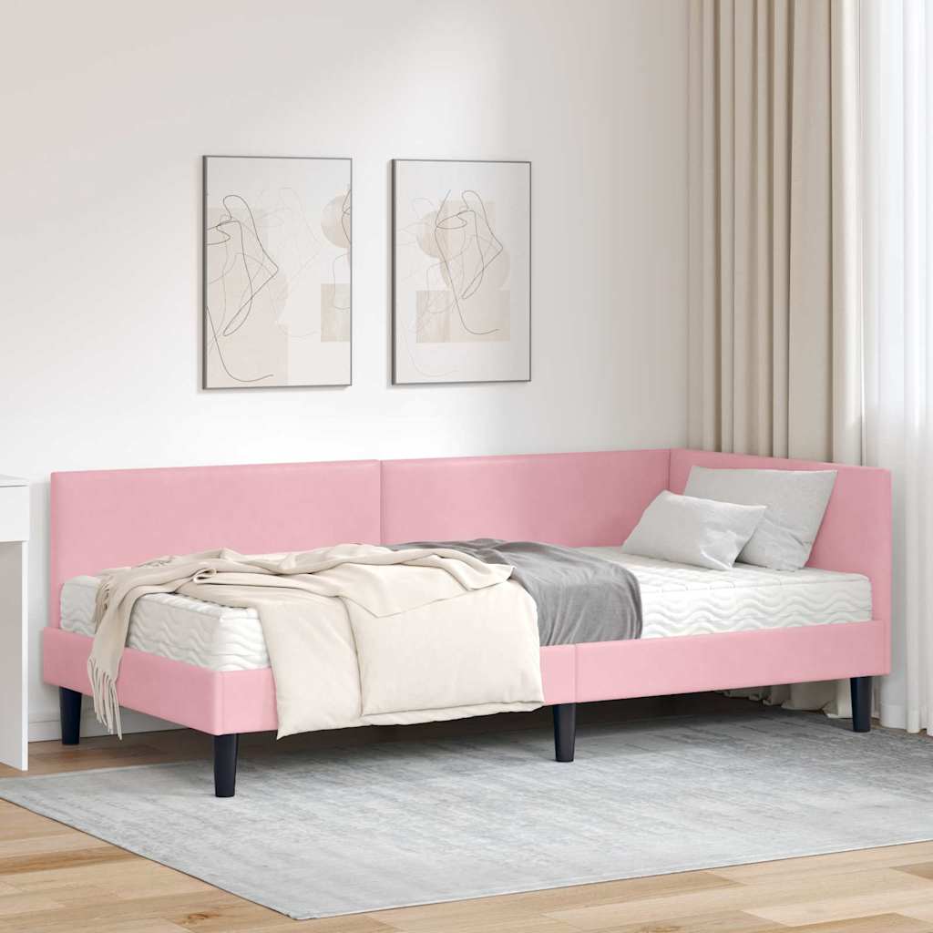 vidaXL Estructura de Cama Esquina con Colchón 2 uds. Rosa 80 x 200 cm