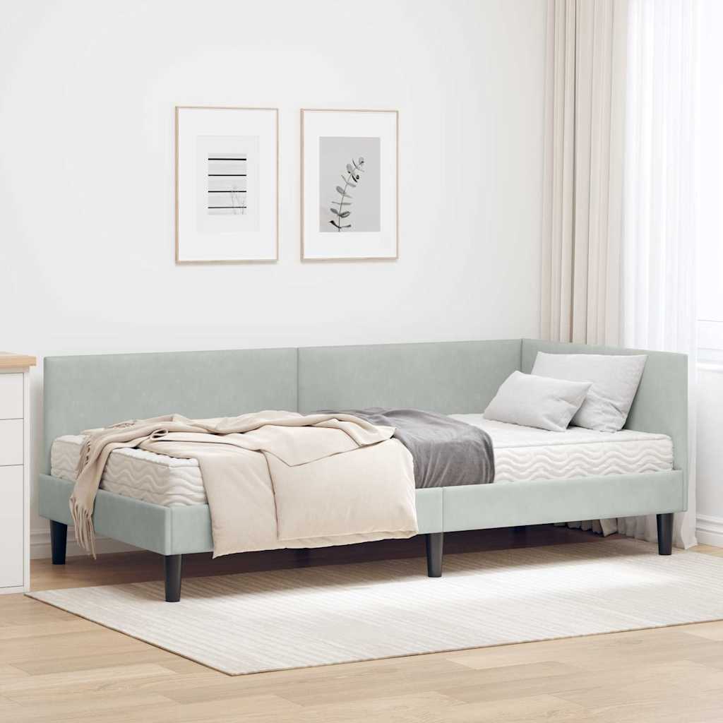 vidaXL Estructura de Cama Esquina con Colchón Otro 2 uds. Gris claro