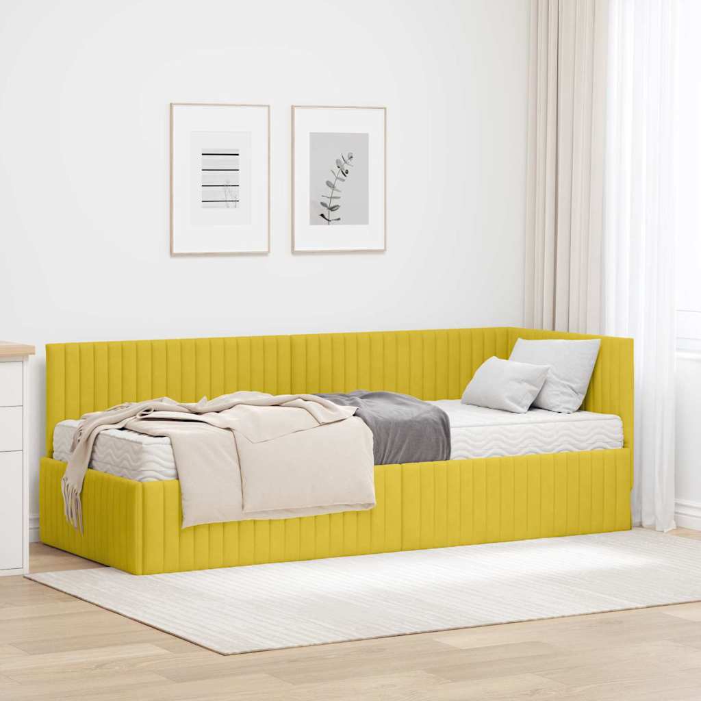 vidaXL Estructura de Cama Esquina con Colchón 2 uds. Amarillo