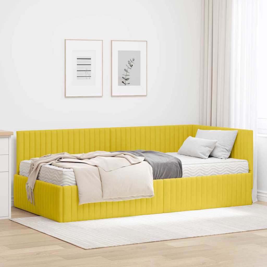 vidaXL Estructura de Cama Esquina con Colchón 2 uds. Amarillo
