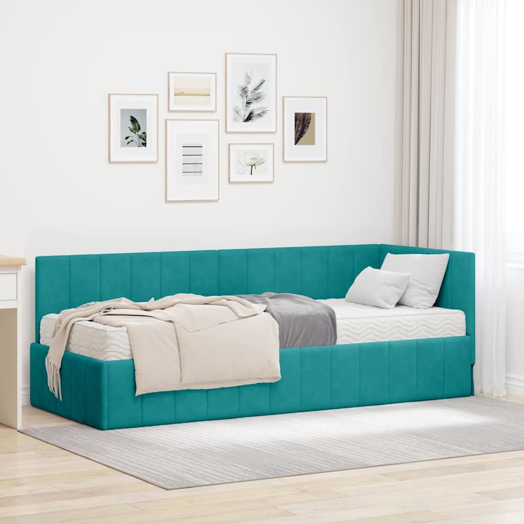 vidaXL Estructura de Cama Esquina con Colchón 2 uds. Tuquesa