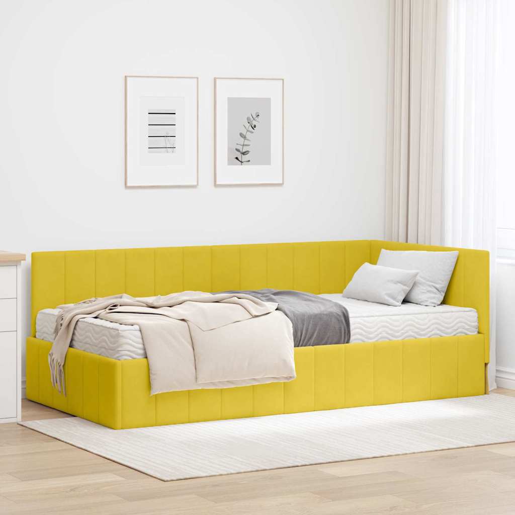 vidaXL Estructura de Cama Esquina con Colchón 2 uds. Amarillo