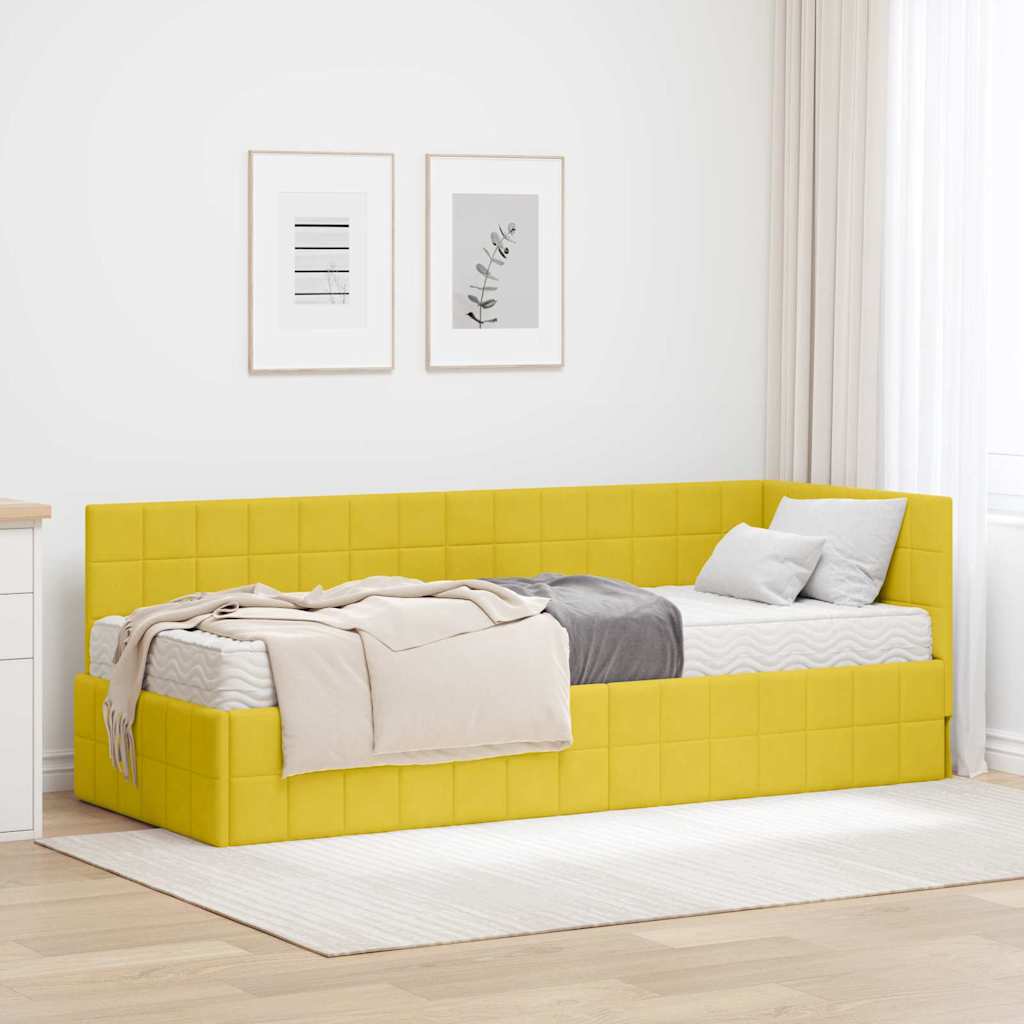 vidaXL Estructura de Cama Esquina con Colchón Manual 2 uds. Amarillo