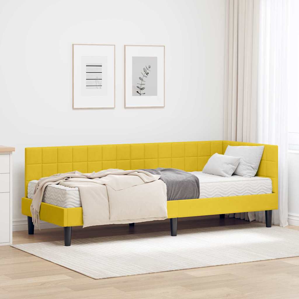 vidaXL Estructura de Cama Esquina con Colchón Manual 2 uds. Amarillo