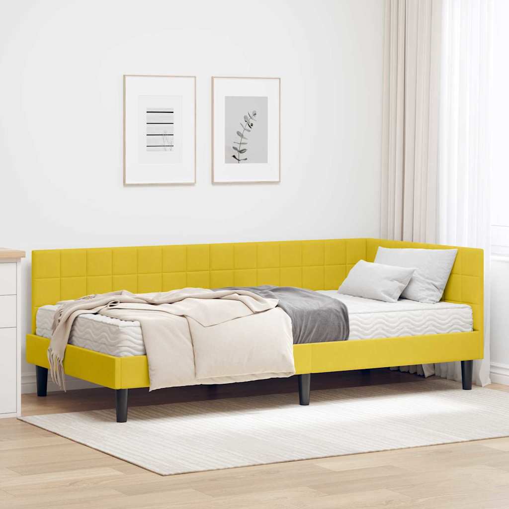 vidaXL Estructura de Cama Esquina con Colchón Manual 2 uds. Amarillo