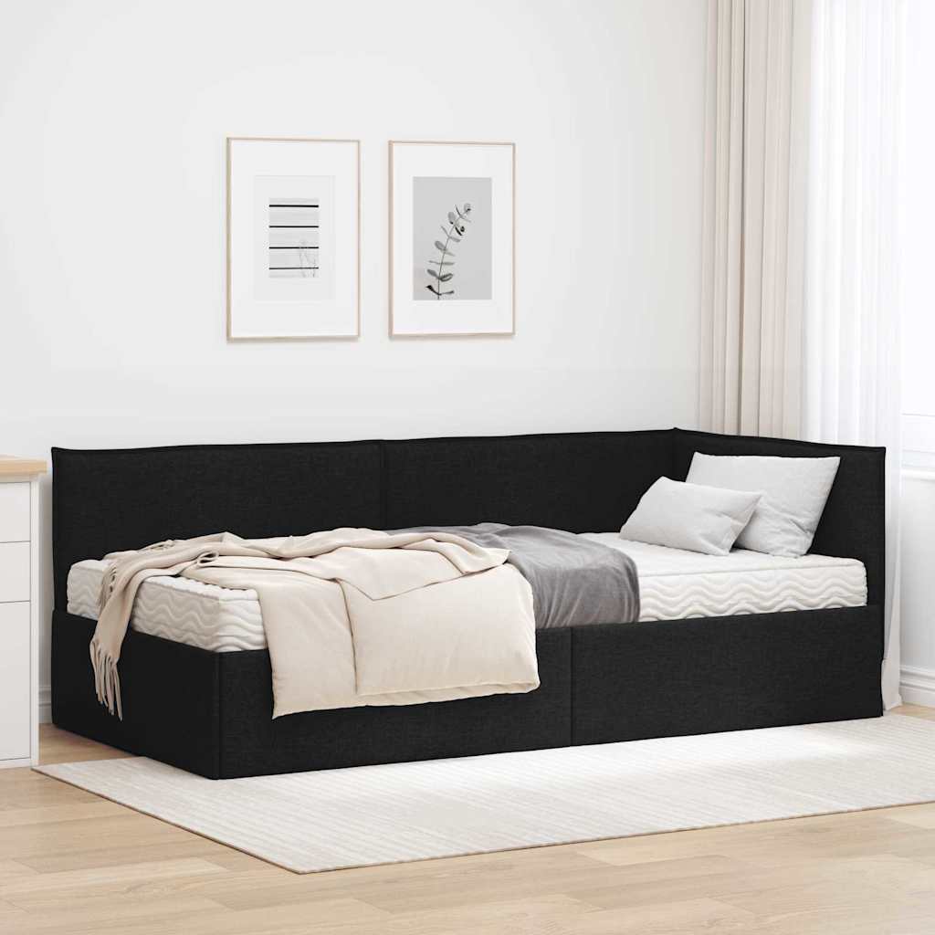 vidaXL Estructura de Cama Esquina con Colchón 2 uds. Negro 80 x 200 cm