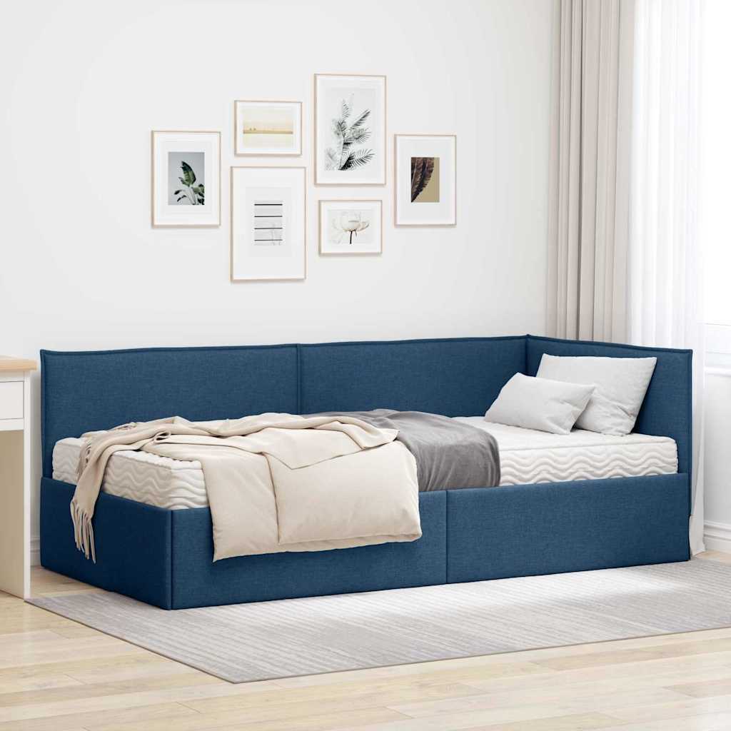 vidaXL Estructura de Cama Esquina con Colchón 2 uds. Azul Terciopelo