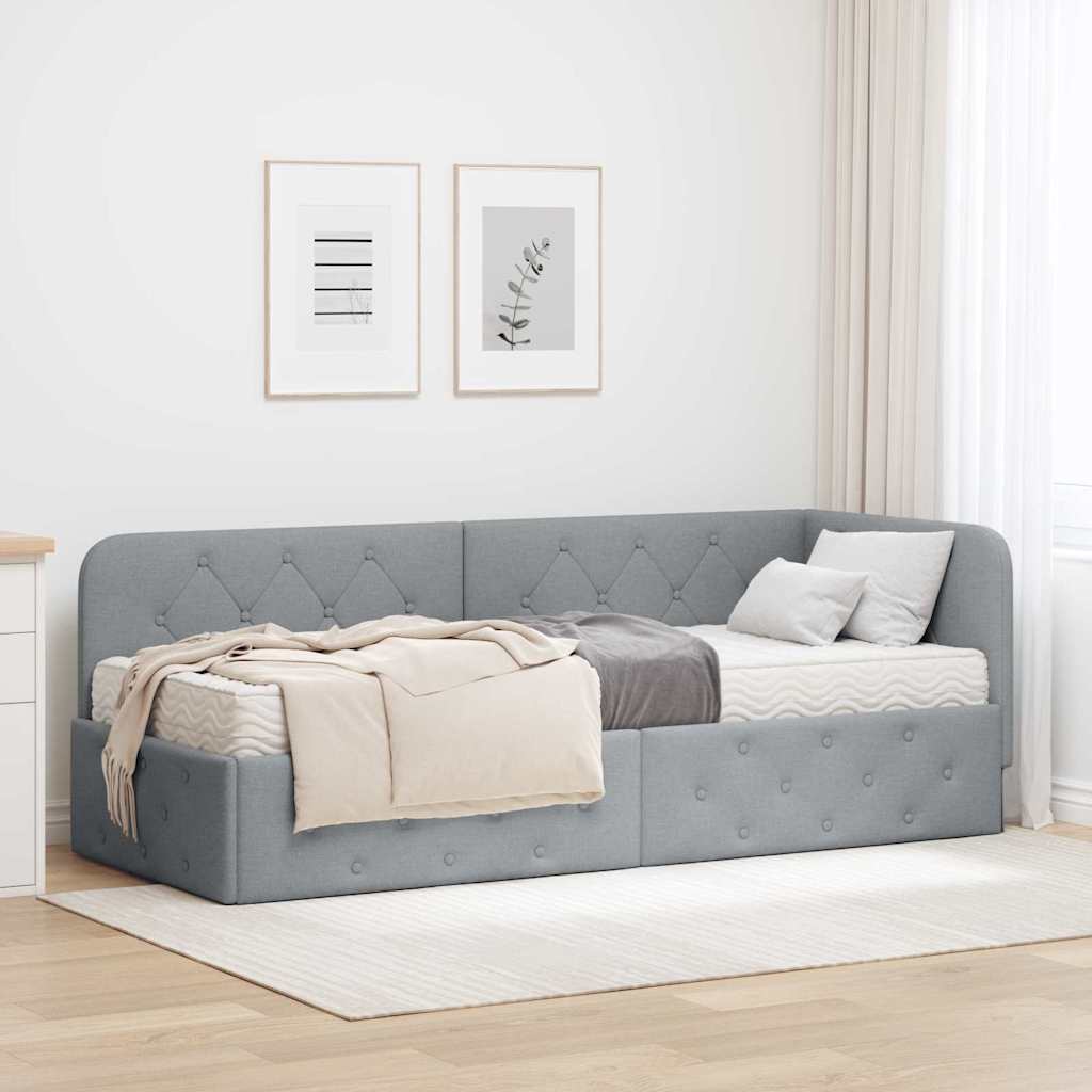 vidaXL Estructura de cama en esquina Gris Claro 80 x 200 cm tela