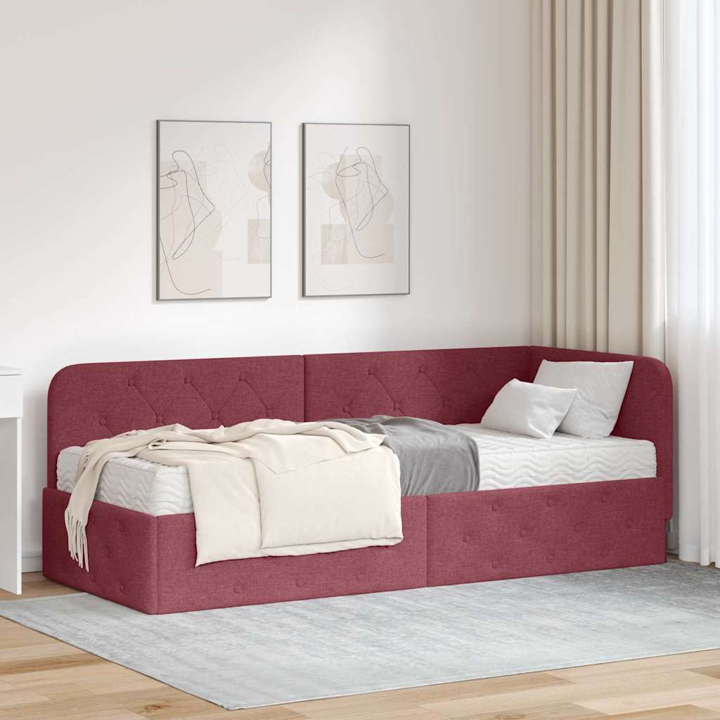 vidaXL Estructura de cama en esquina Rojo vino 80 x 200 cm tela