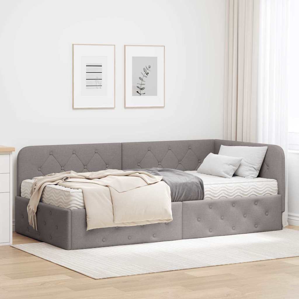 vidaXL Estructura de cama en esquina Taupé 100 x 200 cm tela