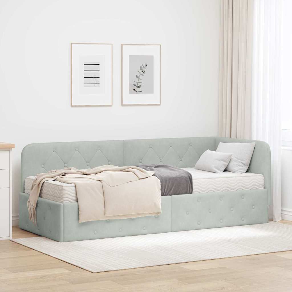 vidaXL Estructura de cama en esquina Gris Claro 80 x 200 cm Terciopelo
