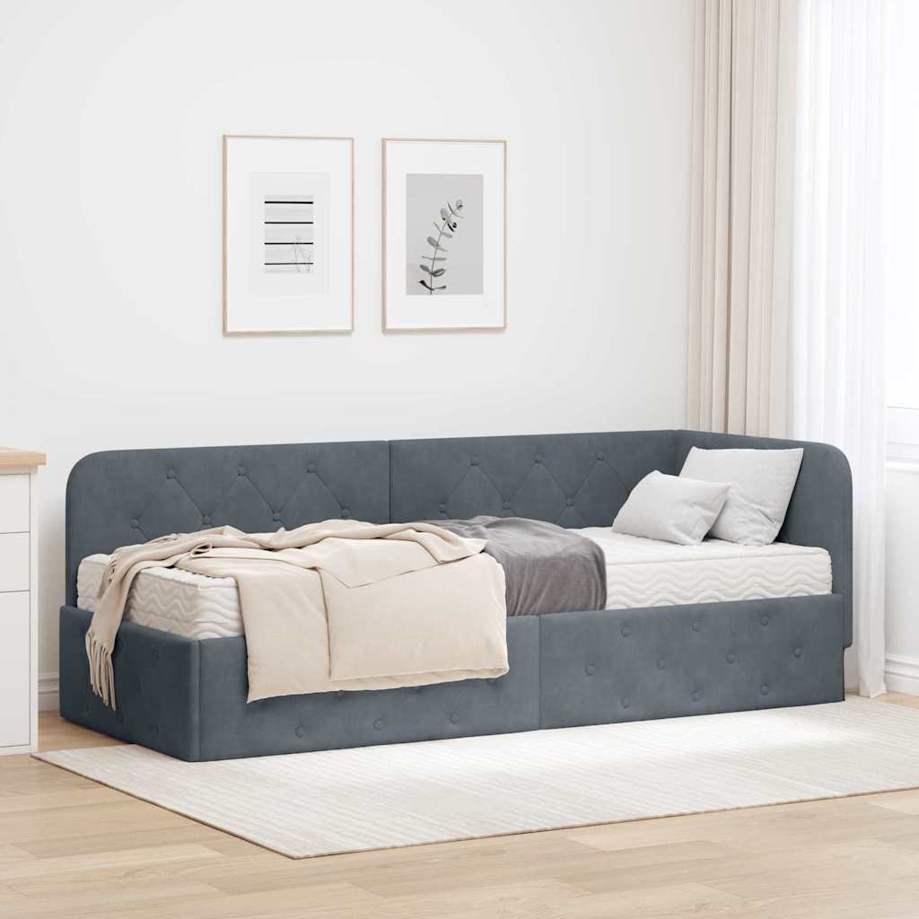 vidaXL Estructura de cama en esquina Gris oscuro 80 x 200 cm