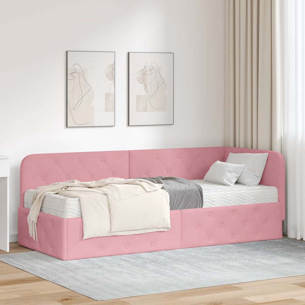 vidaXL Estructura de cama en esquina Rosa 80 x 200 cm Terciopelo