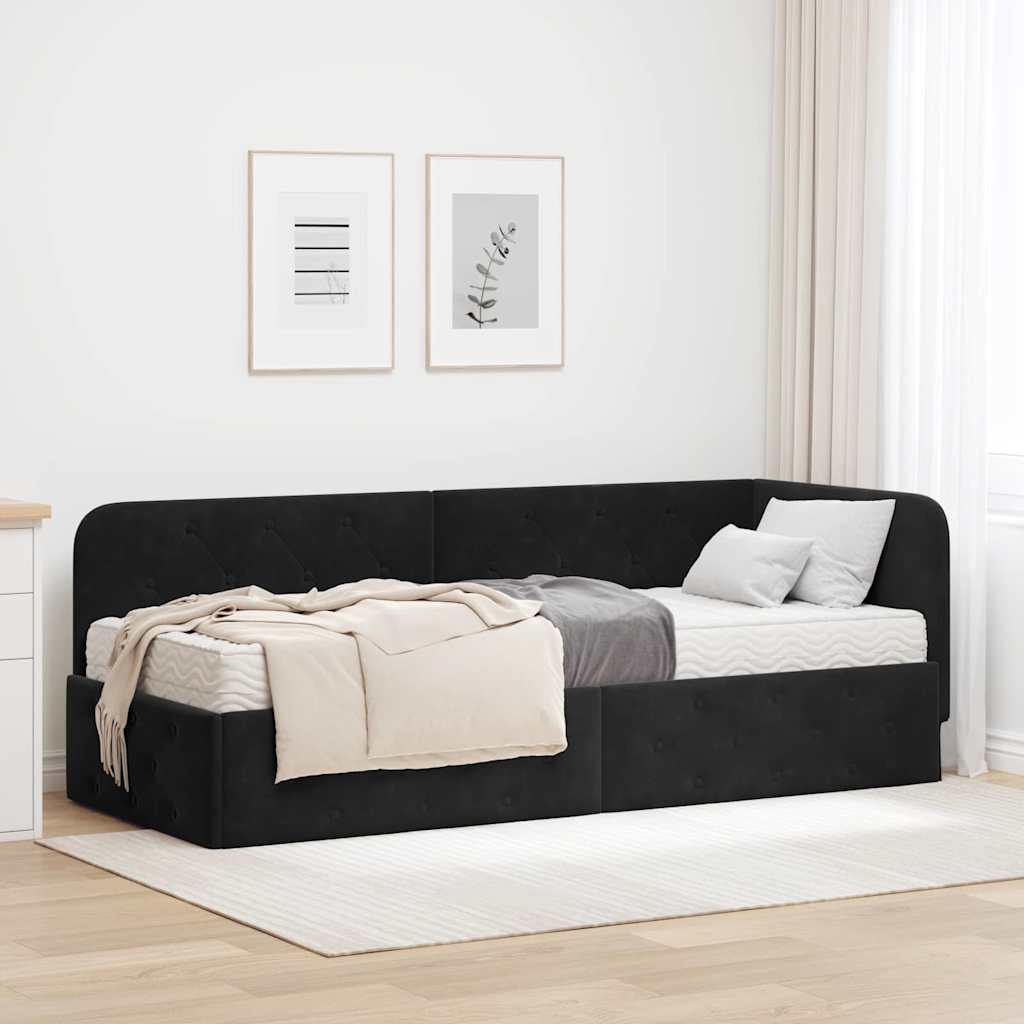 vidaXL Estructura de cama en esquina Negro 80 x 200 cm Terciopelo