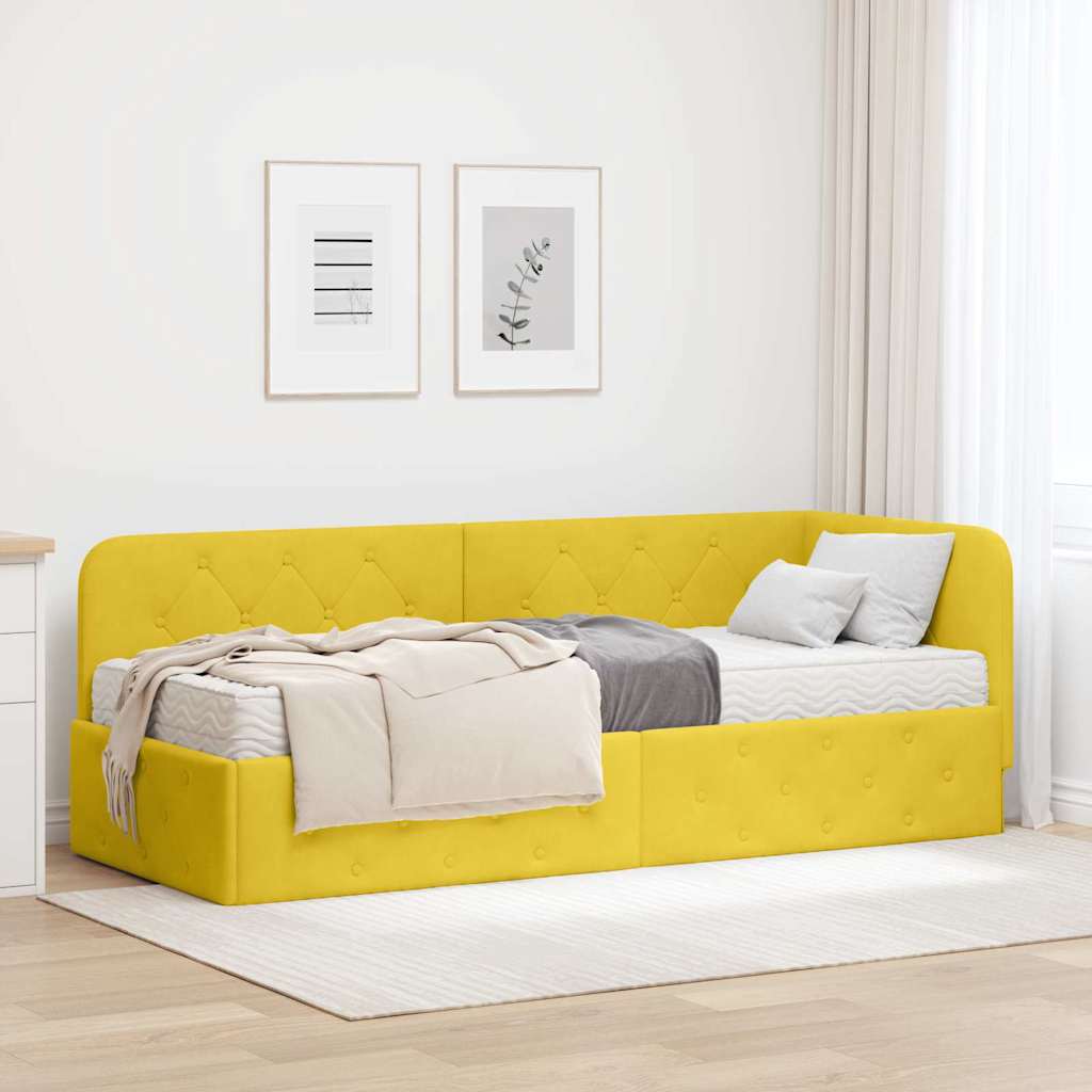 vidaXL Estructura de cama en esquina Amarillo 80 x 200 cm Terciopelo
