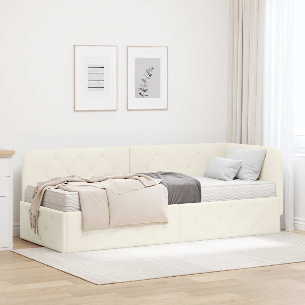 vidaXL Estructura de cama en esquina Crema 80 x 200 cm Terciopelo