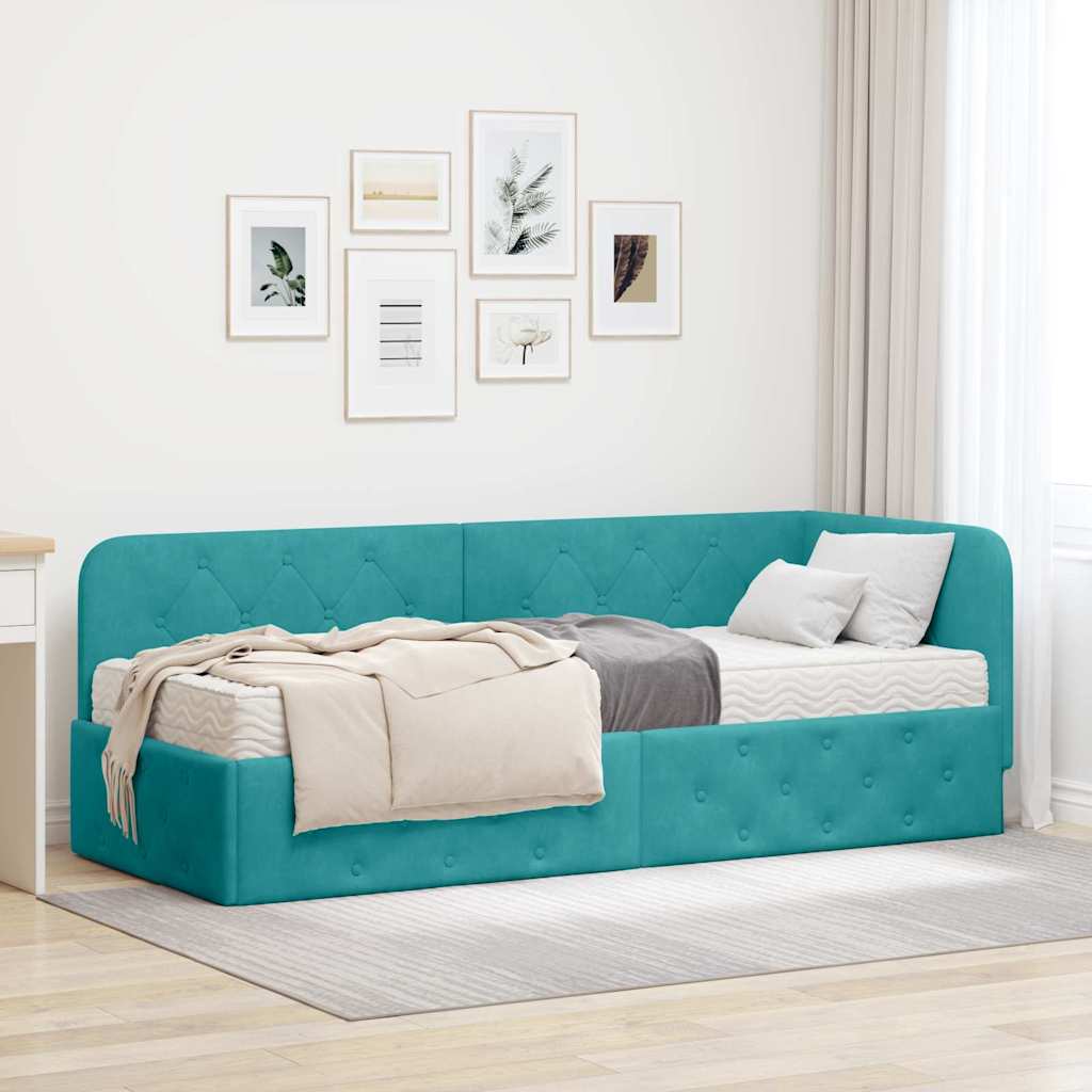 vidaXL Estructura de cama en esquina Tuquesa 80 x 200 cm Terciopelo