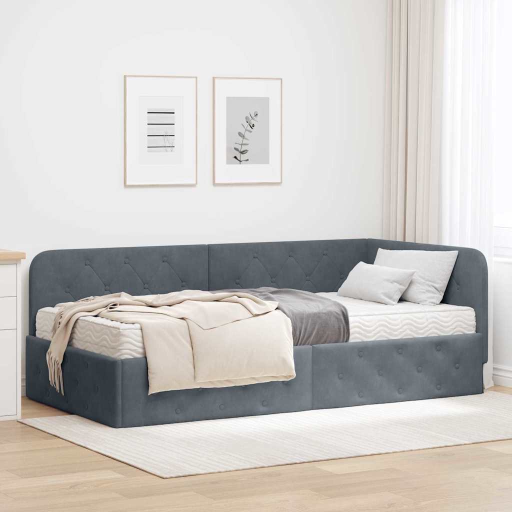 vidaXL Estructura de cama en esquina Gris oscuro 90 x 190 cm