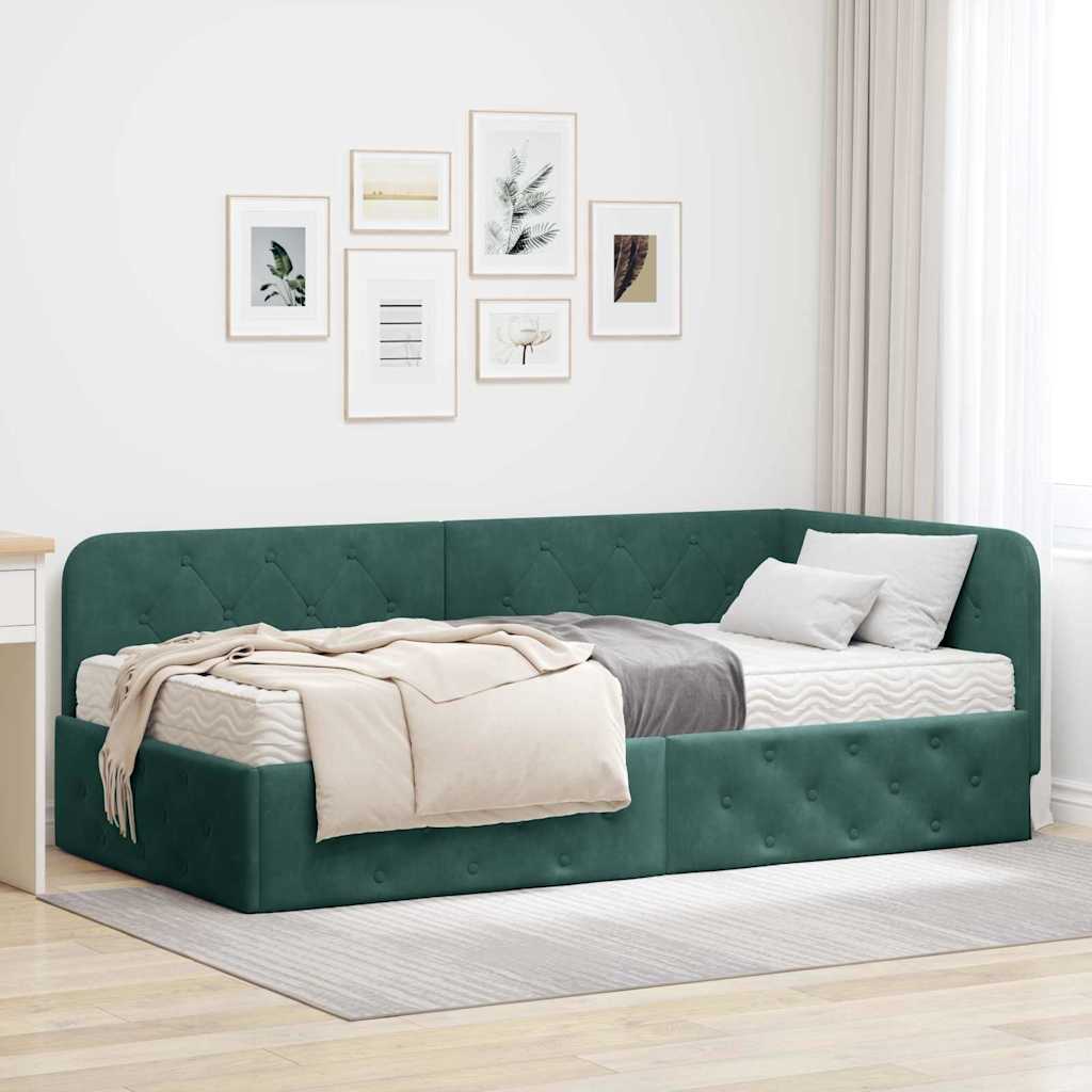 vidaXL Estructura de cama en esquina Verde oscuro 90 x 190 cm