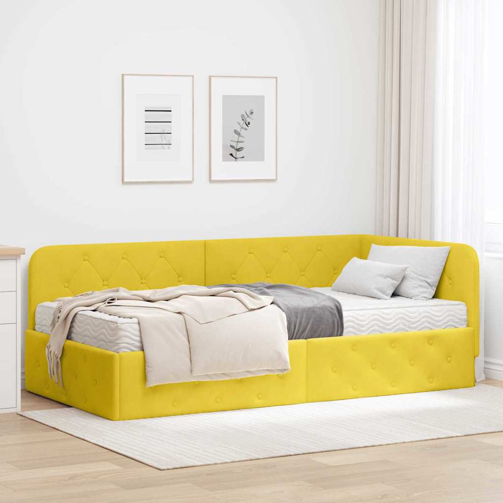 vidaXL Estructura de cama en esquina Amarillo 90 x 190 cm Terciopelo